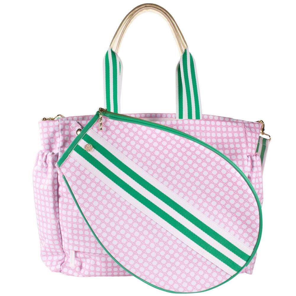 Lilly Pulitzer Tennis Tote Bag with Removable Large, Pink, Green, Gold New